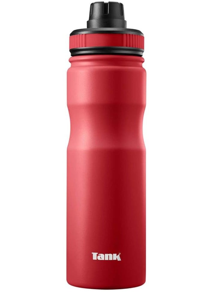 TANK Tank Stainless Steel Water Bottle 650mL, Up to 12Hrs Cold, Red  - Image 1