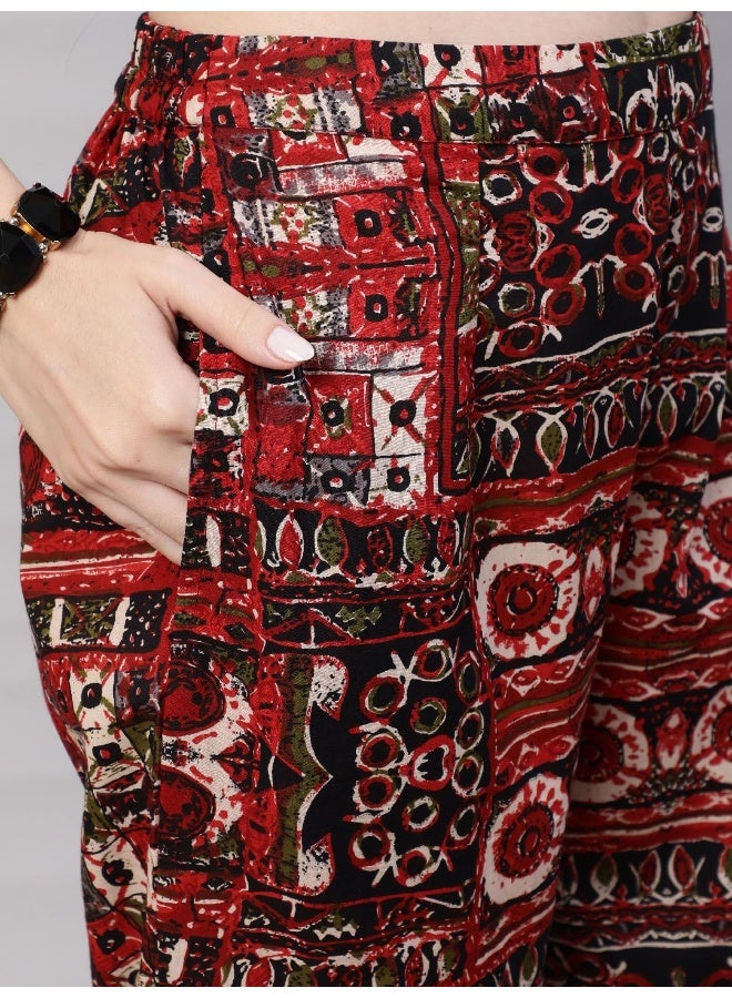 AKS Ethnic Motifs Yoke Design Regular Thread Work Kurta With Trousers & With Dupatta - Image 3