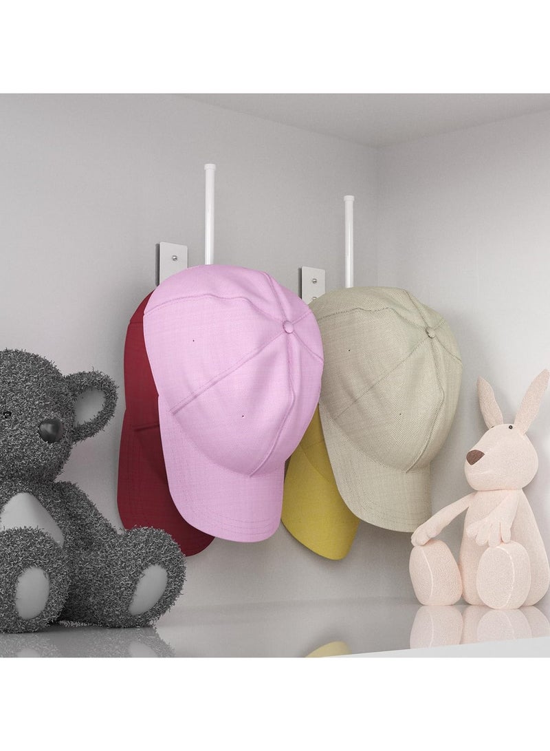 2 Pack Hat Racks for Baseball Caps, Stainless Steel Hat Organizer for Baseball Cap, Hat Holder Storage Organizer, Hat Hanger Strong Adhesive/Wall Drilled for Door, Bedroom, Closet(White 6 in) - Image 2