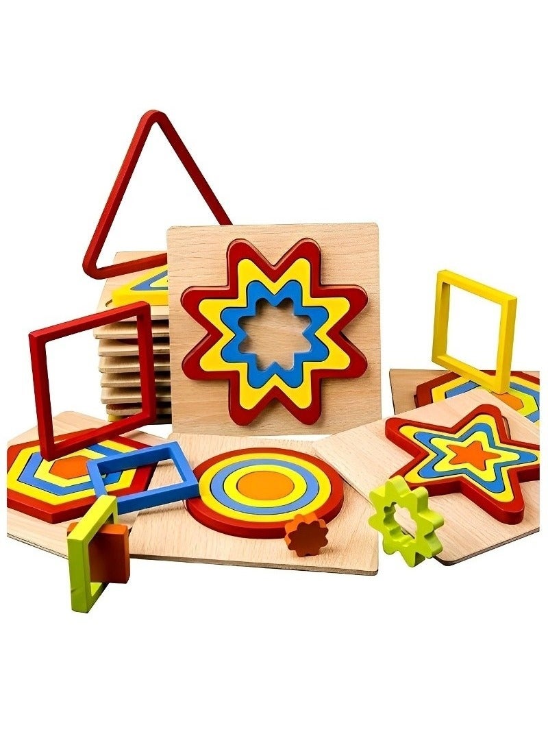 Wooden 3D Puzzles Geometric Forms for Toddlers, Teacher Parents Teaching Support Tools, Attractive Colors and Patterns, Montessori Motor Skill Developmental Toys, Ideal Gifts for Kids (Diamond Shape) - Image 2