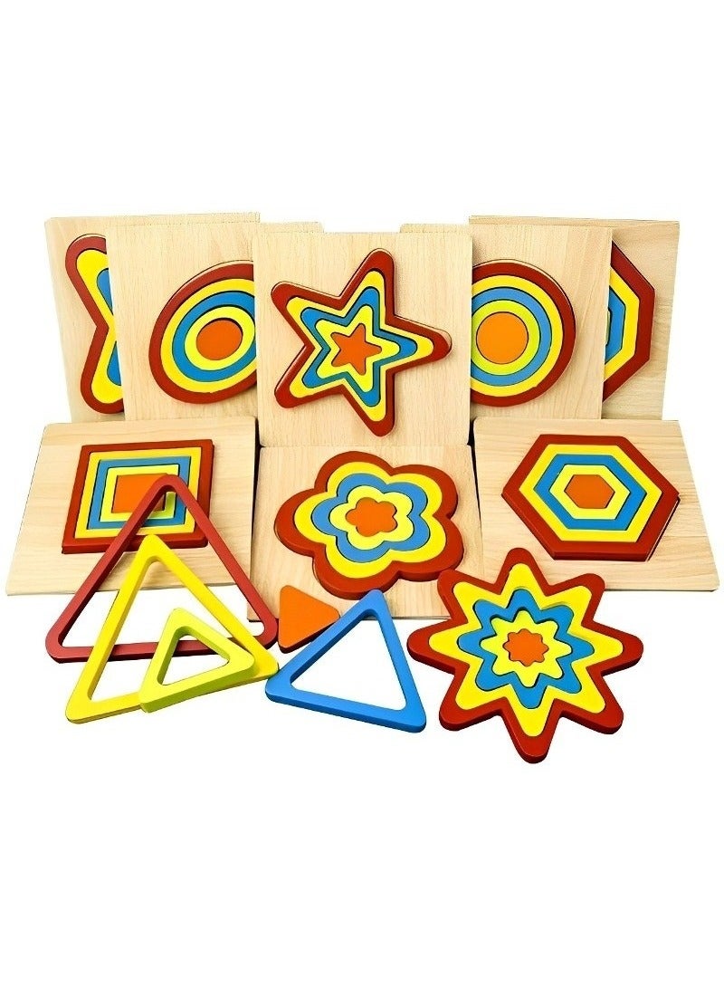 Wooden 3D Puzzles Geometric Forms for Toddlers, Teacher Parents Teaching Support Tools, Attractive Colors and Patterns, Montessori Motor Skill Developmental Toys, Ideal Gifts for Kids (Diamond Shape) - Image 3