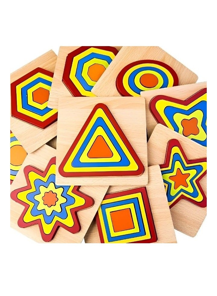 Wooden 3D Puzzles Geometric Forms for Toddlers, Teacher Parents Teaching Support Tools, Attractive Colors and Patterns, Montessori Motor Skill Developmental Toys, Ideal Gifts for Kids (Diamond Shape) - Image 4