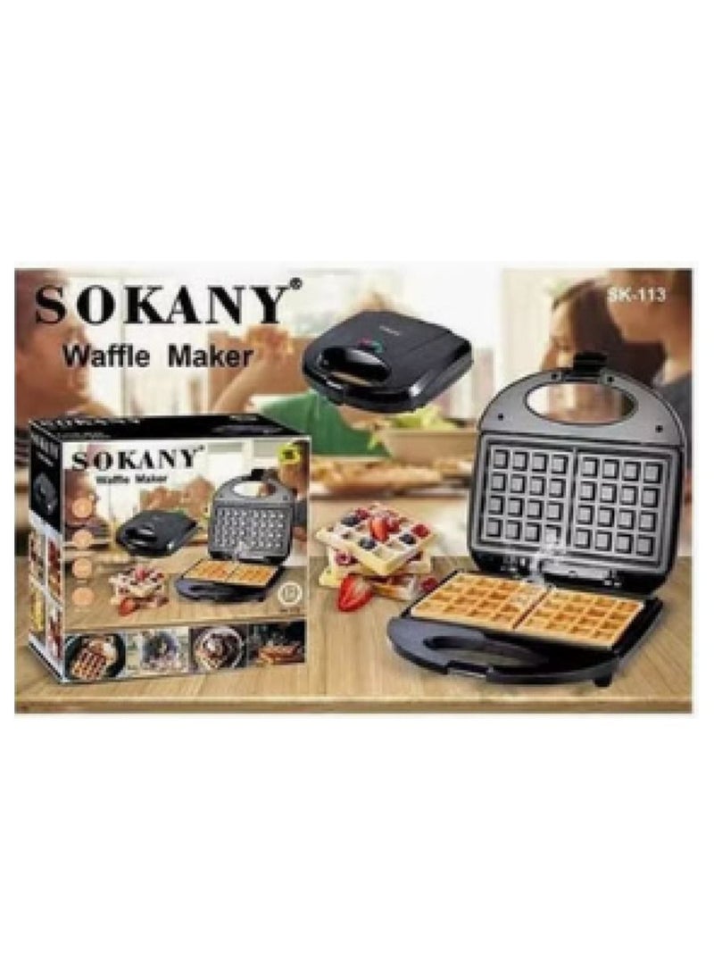 sokany Waffle Maker 750 W SK-113 Black  - Image 3