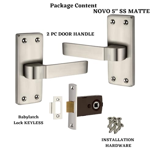 SARDAR NOVO 5" SS Matte Iron Baby Latch | Bathroom Door Handle | Mortise Handle | Keyless Handle | Tower Bolt | Push to Close Latch - Image 3