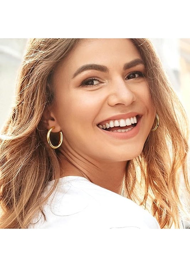 مجموعة من 6 أزواج من الأقراط الذهبية العصرية للنساء للزينة اليومية - Image 3