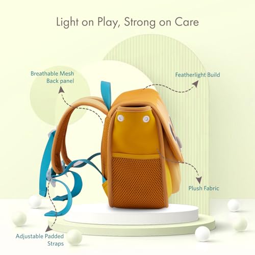 VAYA LYâ€™L-CHAMP Toddler School Bag for Preschool Kids (2â€“6 Years) â€“ Lightweight, Durable Rectangular Shape Backpack with Water Bottle Holder & Front Pocket, Travel Bag for Boys & Girls, Yellow Orange - Image 2