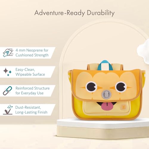 VAYA LYâ€™L-CHAMP Toddler School Bag for Preschool Kids (2â€“6 Years) â€“ Lightweight, Durable Rectangular Shape Backpack with Water Bottle Holder & Front Pocket, Travel Bag for Boys & Girls, Yellow Orange - Image 3