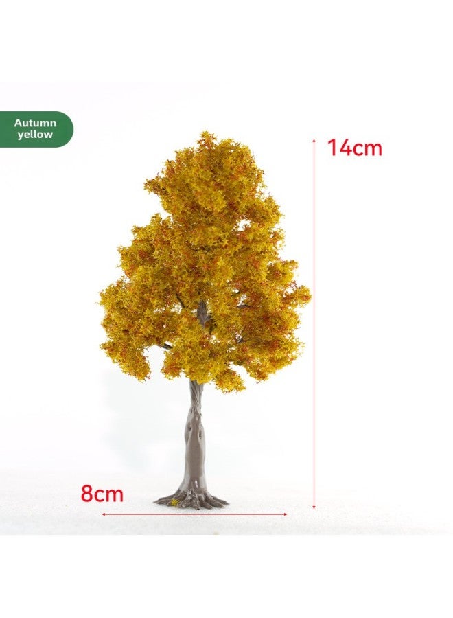 Miniature Simulation Wire Plant Sand Table Model Hand-made Platform With Base Paste Scene Trunk Proportion-Color:Autumn Tree 14cm  - Image 1