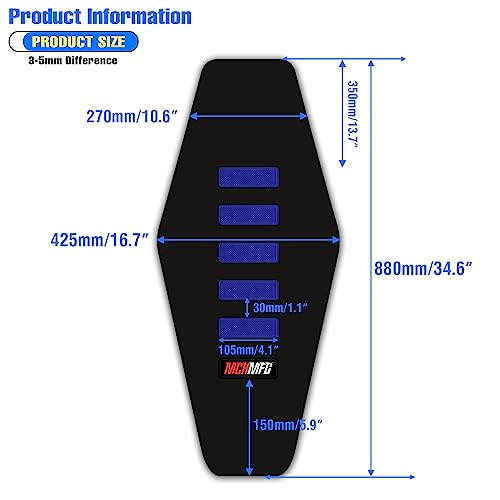 MCHMFG Gripper Dirt Bike Seat Cover - Soft Non-Slip Dirt Bike Accessories Seat Cover - Universal Accessories for YZ125 YZ250 CRF50 KLX110 (Black-Blue) - Image 4