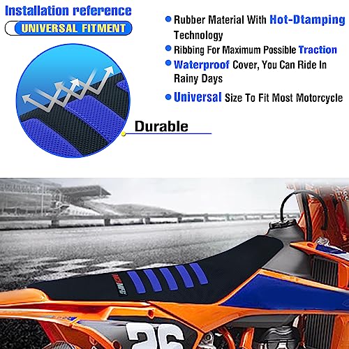 MCHMFG Gripper Dirt Bike Seat Cover - Soft Non-Slip Dirt Bike Accessories Seat Cover - Universal Accessories for YZ125 YZ250 CRF50 KLX110 (Black-Blue) - Image 5