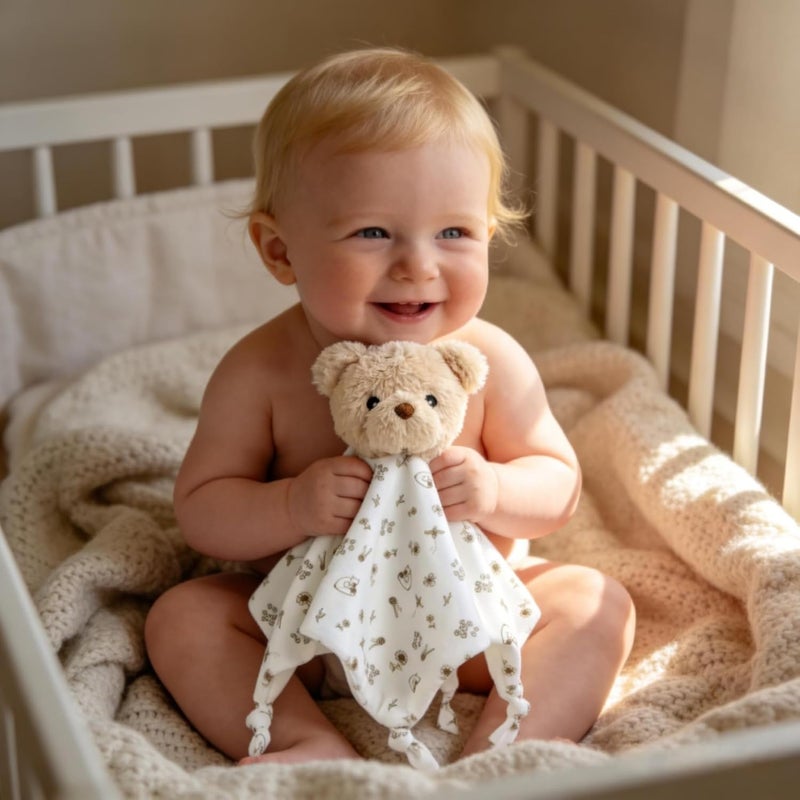 CREVENT Cozy Plush Baby Security Blanket, Soft Bear Lovey for Baby Girls and Boys, Comfort Blanket, Birthday Gift - Image 5