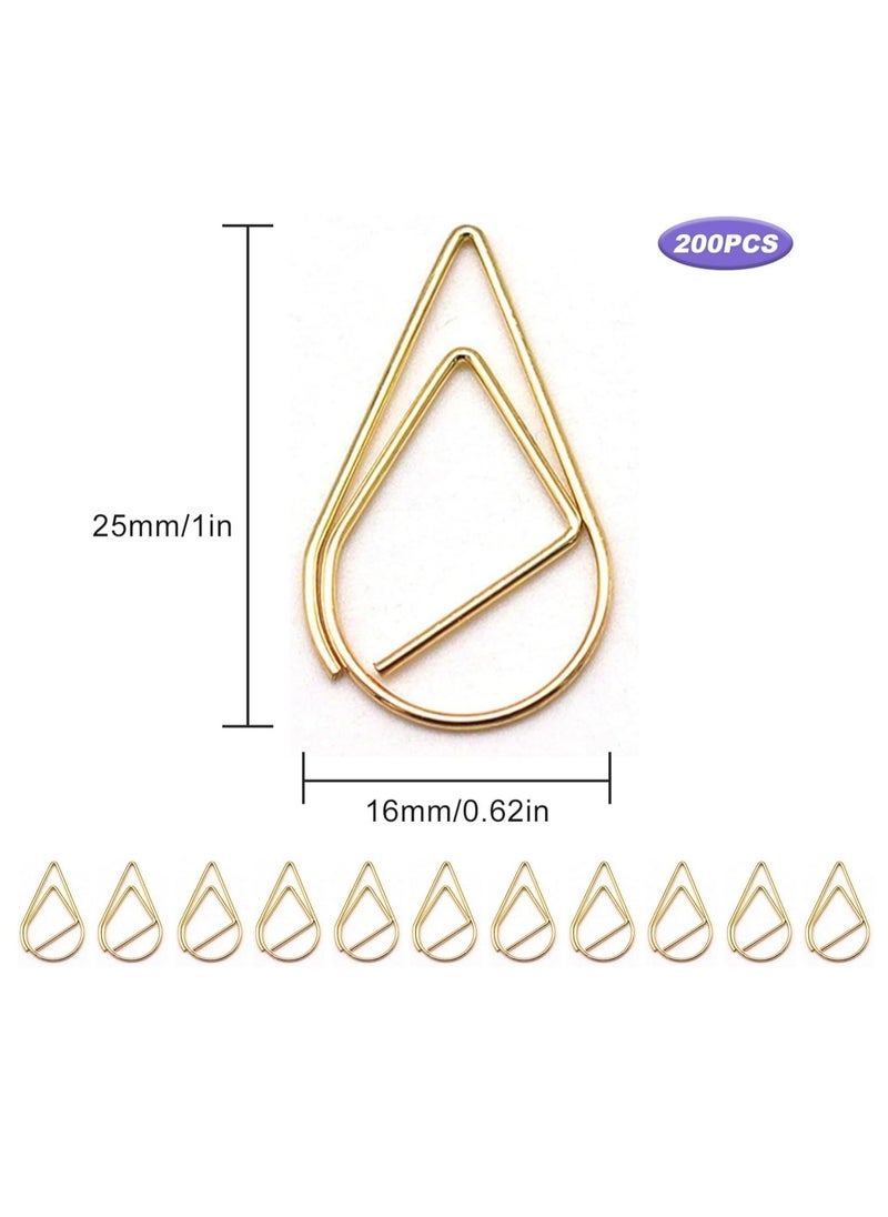 Oasisgalore - 200 Pieces Water Drop Paper Clips Teardrop Paperclip for Books Photos Posters Notes - Image 1