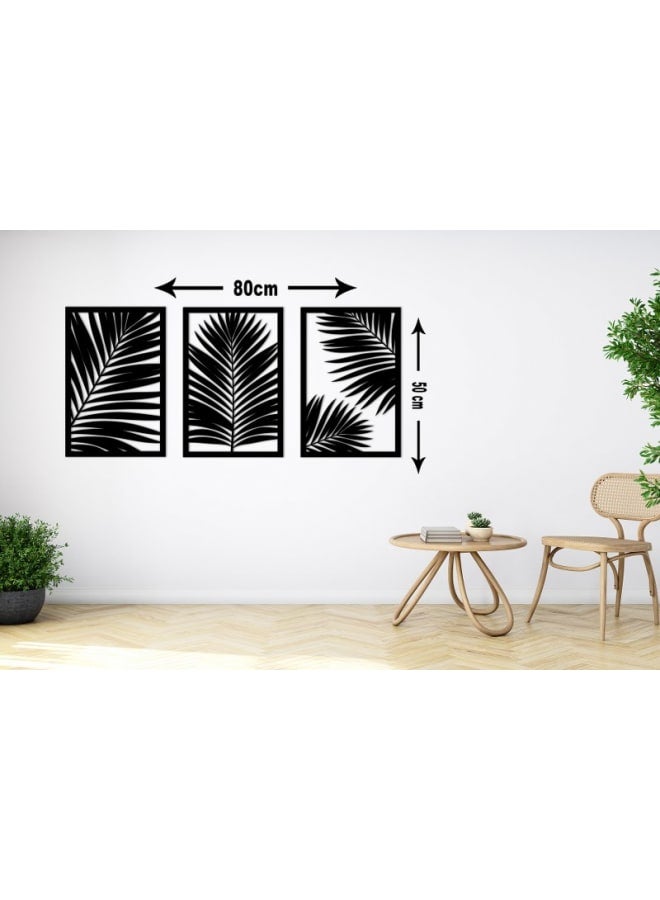 هوم جاليري لوحة فنية جدارية خشبية ثلاثية من أوراق النخيل - Image 3