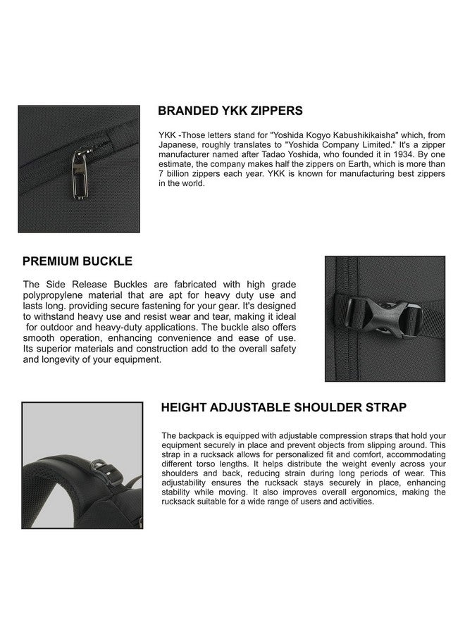 Trawoc حقيبة ظهر سفر TRAWOC ROAMER سعة 40 لتر لحمل اللابتوب مناسبة للرجال والنساء حقيبة عادية مع غطاء مطري حقيبة مثالية للسفر، والتخييم، والمشي الجبلي بني، SHK022 - Image 5