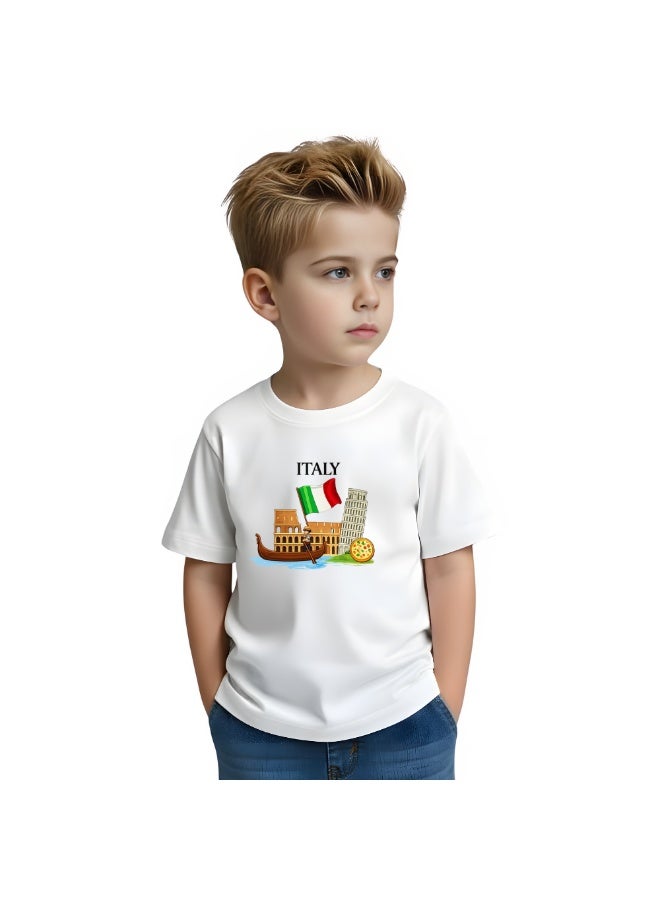 PRINTSHOP4ME Italian Kids Boys T-Shirt - Round Neck Short Sleeve Cotton T-Shirt - Great Gift for Travelers - Soft and Comfortable Tshirt - Italy Souvenir T-Shirt - Image 3