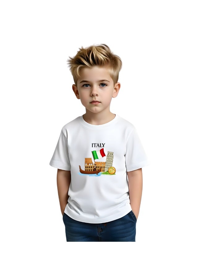 PRINTSHOP4ME Italian Kids Boys T-Shirt - Round Neck Short Sleeve Cotton T-Shirt - Great Gift for Travelers - Soft and Comfortable Tshirt - Italy Souvenir T-Shirt - Image 1