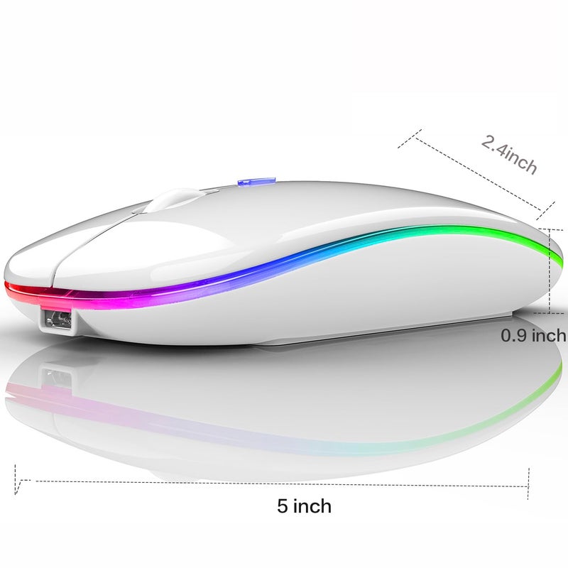 PEIBO Bluetooth Wireless Mouse for Laptop mac MacBook ipad MacBook air MacBook pro pc Desktop Computer Windows Chromebook Notebook (White White) - Image 4