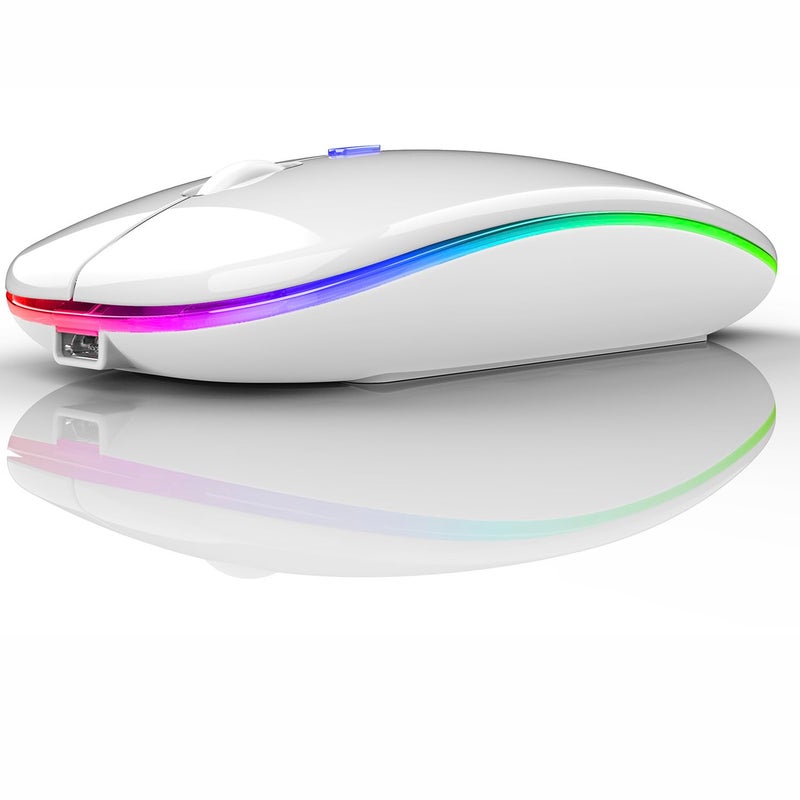 PEIBO Bluetooth Wireless Mouse for Laptop mac MacBook ipad MacBook air MacBook pro pc Desktop Computer Windows Chromebook Notebook (White White) - Image 1