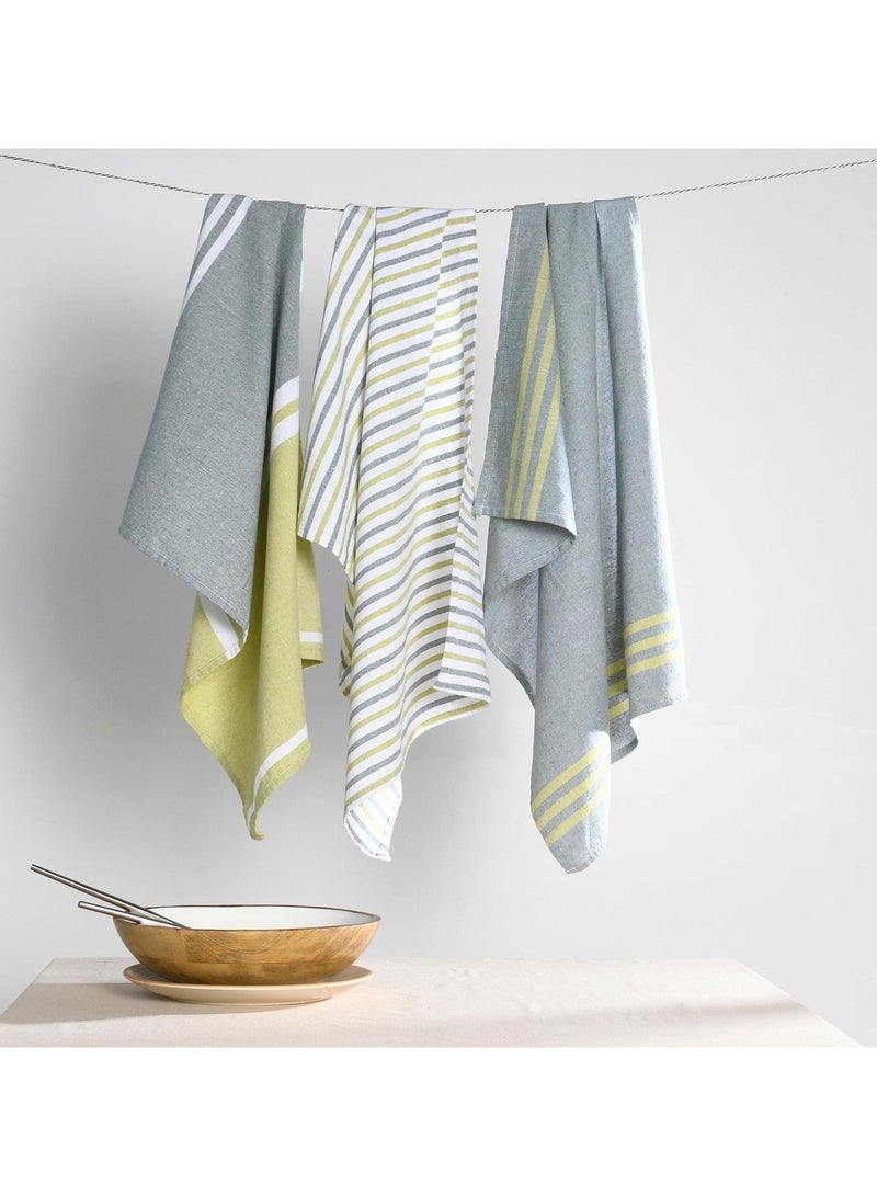 Folkulture Folkulture Dish Towels, 100% Cotton Kitchen Towels and Dishcloths Sets, Tea Towels for Kitchen Decorations, Boho Kitchen Towels, 20 x 28 inches, Set of 3 (Olive Green)  - Image 2