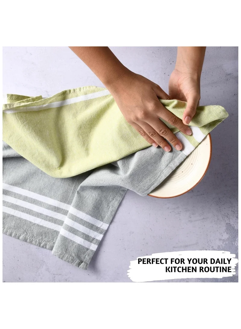 Folkulture Folkulture Dish Towels, 100% Cotton Kitchen Towels and Dishcloths Sets, Tea Towels for Kitchen Decorations, Boho Kitchen Towels, 20 x 28 inches, Set of 3 (Olive Green)
