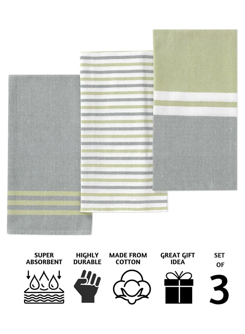 Folkulture Folkulture Dish Towels, 100% Cotton Kitchen Towels and Dishcloths Sets, Tea Towels for Kitchen Decorations, Boho Kitchen Towels, 20 x 28 inches, Set of 3 (Olive Green)