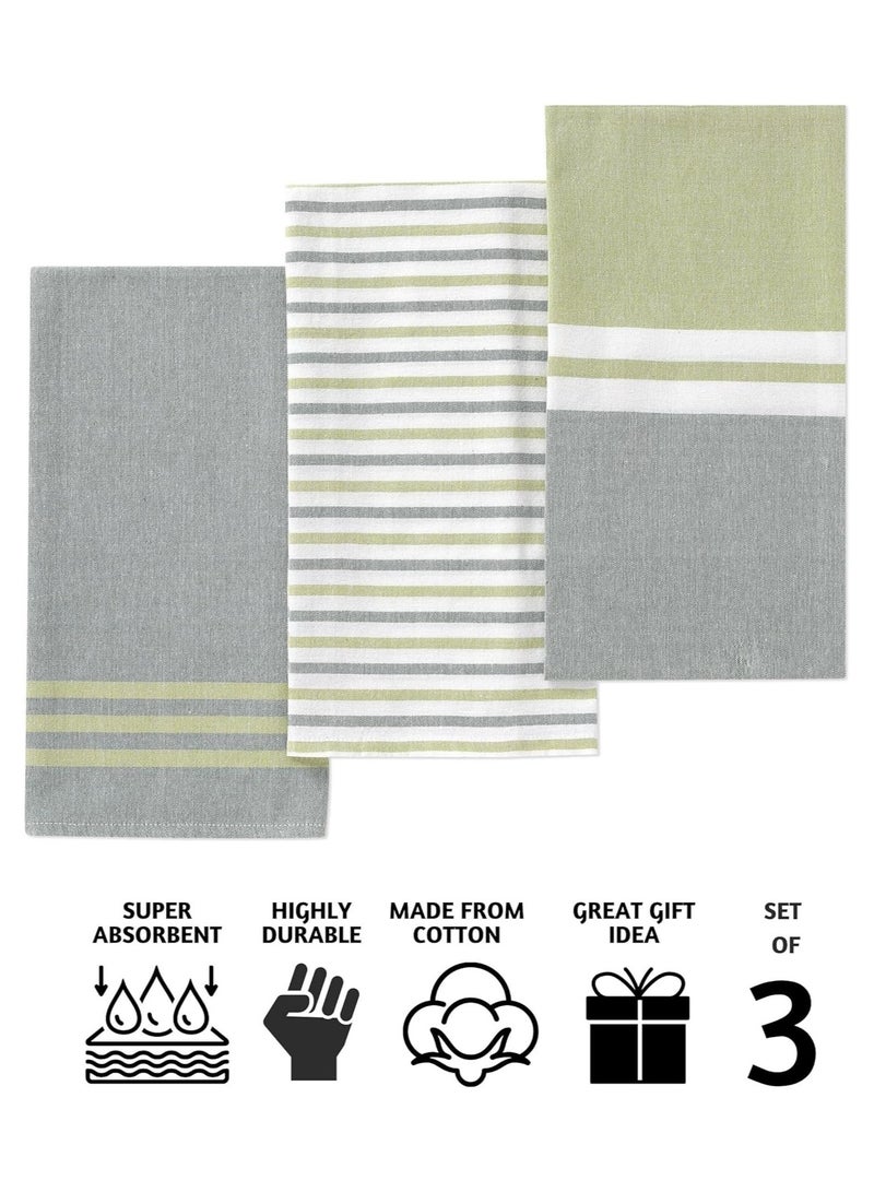 Folkulture Folkulture Dish Towels, 100% Cotton Kitchen Towels and Dishcloths Sets, Tea Towels for Kitchen Decorations, Boho Kitchen Towels, 20 x 28 inches, Set of 3 (Olive Green)  - Image 3
