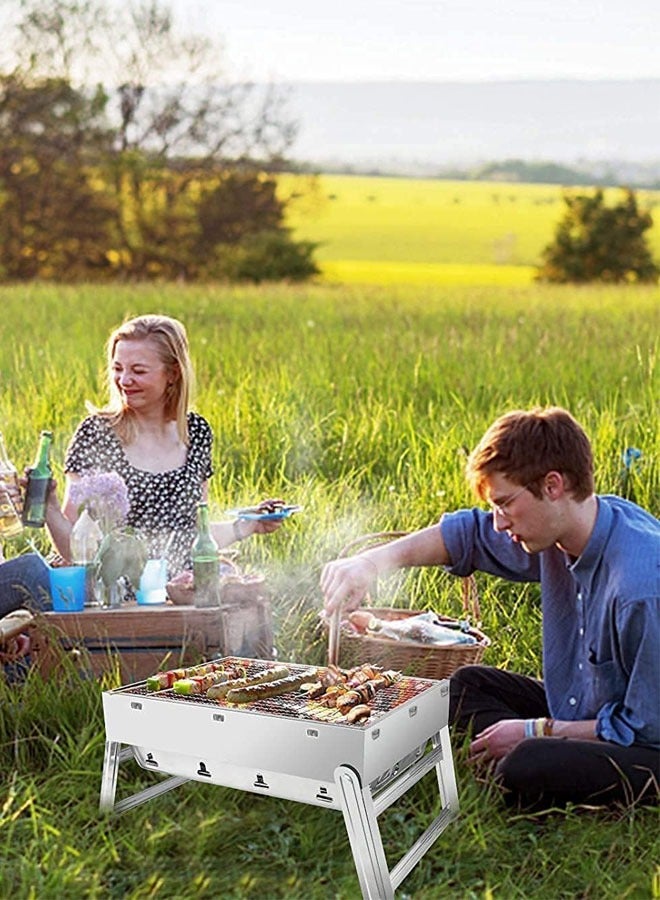 Portable Charcoal Grill, Foldable Mini Barbecue Grill, LightWeight Small BBQ Grill for Outdoor Backyard Camping Picnic Beach Cooking - Image 5