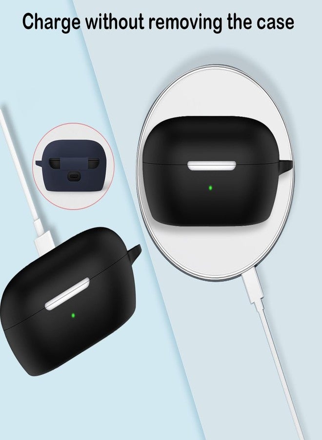 USTIYA حافظة USTIYA لسماعات Bose QuietComfort Earbuds 2024 غطاء حماية سماعات رأس لاسلكية كامل الجسم من السيليكون الناعم مع سلسلة مفاتيح ملحقات سماعات الرأس (أسود) - Image 3