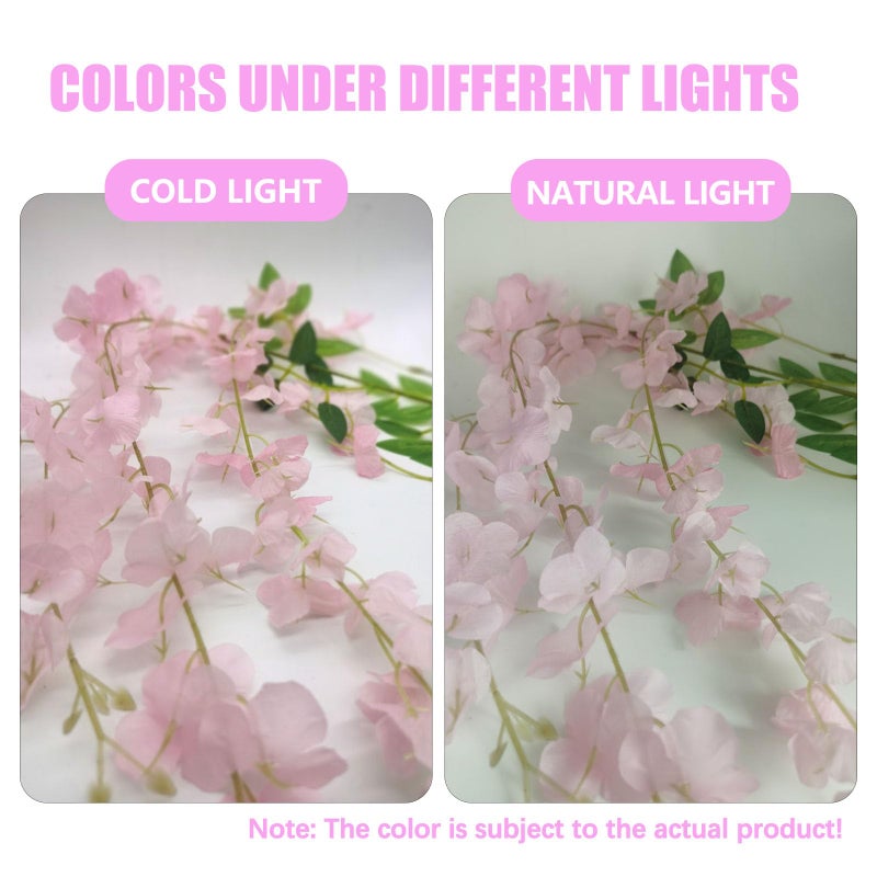 ZEBMOON 24 Pack Pink Wisteria Hanging Flowers, 3.4 Ft Fake Hanging Flowers, Artificial Wisteria Garland Vines for Wedding Room Backdrop Outdoor Patio Garden Decoration - Image 4