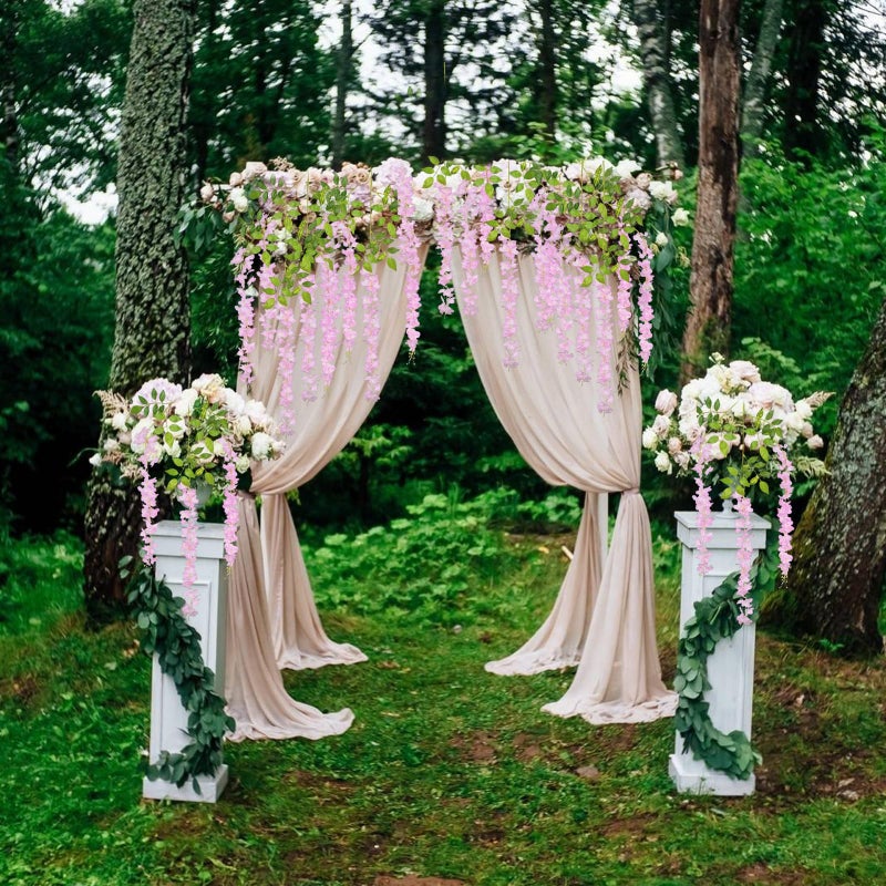ZEBMOON 24 Pack Pink Wisteria Hanging Flowers, 3.4 Ft Fake Hanging Flowers, Artificial Wisteria Garland Vines for Wedding Room Backdrop Outdoor Patio Garden Decoration - Image 5