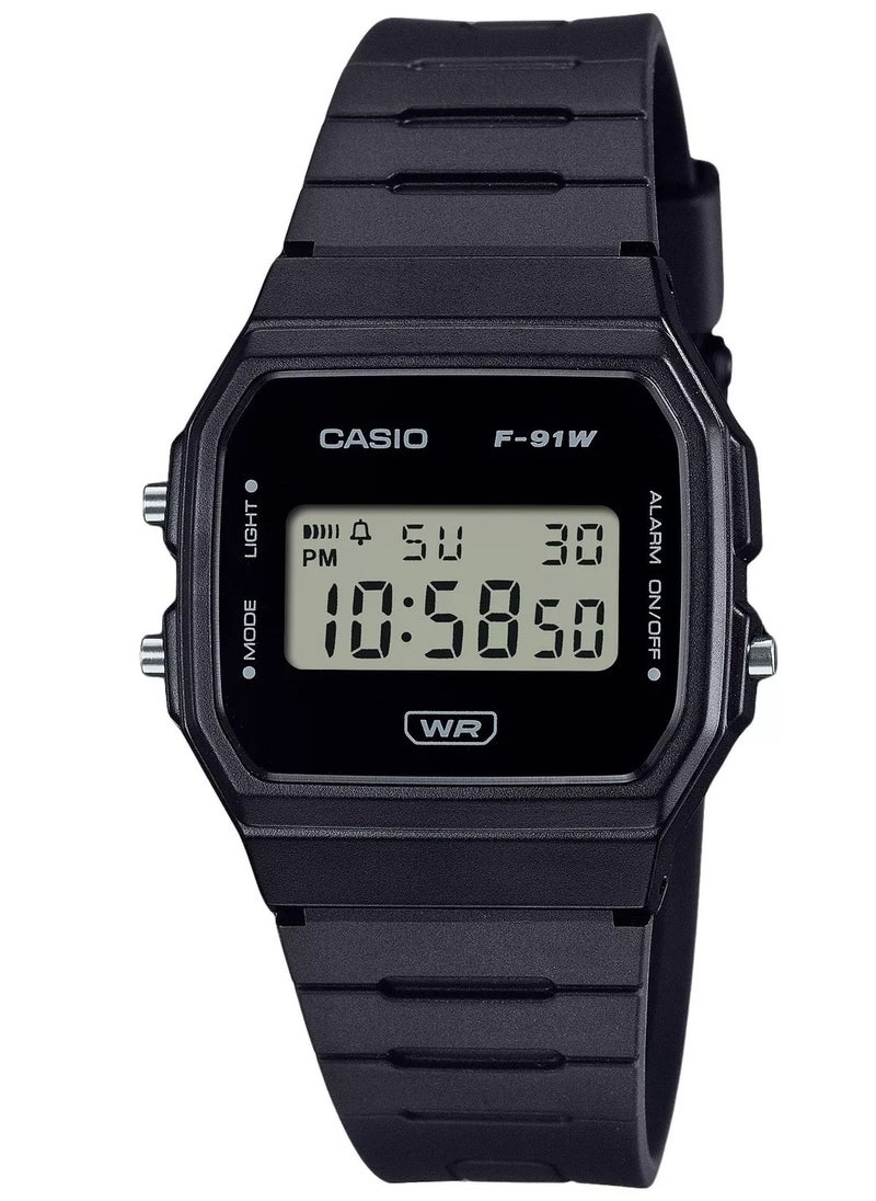 CASIO Casio POP Digital Black Bio Based Resin Strap Quartz F-91WB-1A Unisex Watch  - Image 1