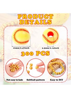 Giegxin 300 Pack Acrylic Softball Beads For Bracelets Loose 12 Mm Sports Ball Beads For Jewelry Making Necklace Charms Craft Keychain Home Decoration Accessories(Softball)  - Image 2