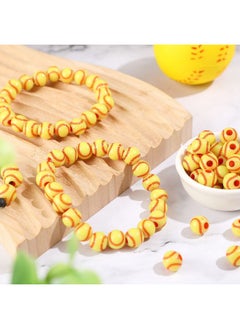 Giegxin 300 Pack Acrylic Softball Beads For Bracelets Loose 12 Mm Sports Ball Beads For Jewelry Making Necklace Charms Craft Keychain Home Decoration Accessories(Softball)  - Image 3
