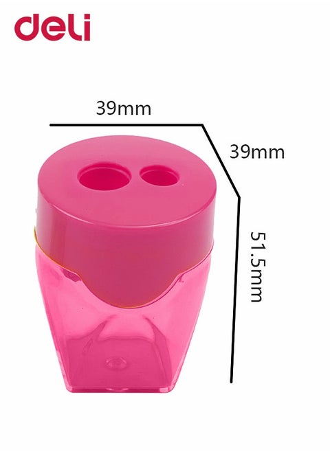 Dual Holes Pencil Sharpener Portable Makeup Sharpener with 2 Holes, Pink