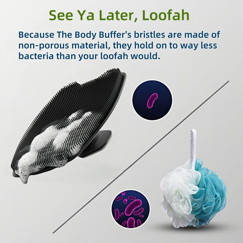 Jopplim 2 Pack Silicone Body Scrubber, Highly Elastic Bristles Handheld Brush for Shower, Lather Well and Gentle Exfoliating, Makes Skin Smooth, for Women and Men, Black and Gray - Image 4