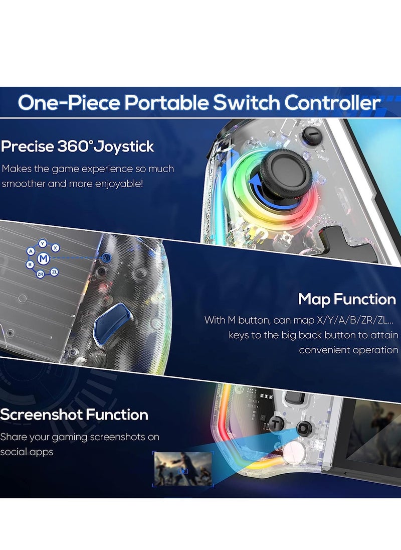 KASTWAVE Switch Controller for Nintendo Switch/OLED, One-Piece Switch Pro Controllers Replacement for Joycon, Handheld Switch Grip Remote with 8 RGB Colors, Adjustable TURBO, Dual Motor Vibration, Back Button  - Image 4