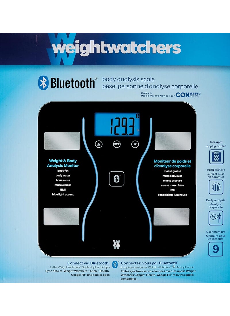 CONAIR Weight Watchers Scales by Conair Bathroom Scale for Weight Glass Digital Scale Bluetooth Scale BMI Scales Digital Weight and Body Fat for up to 9 Users Measures Weight up to 400 Lbs Black  - Image 2