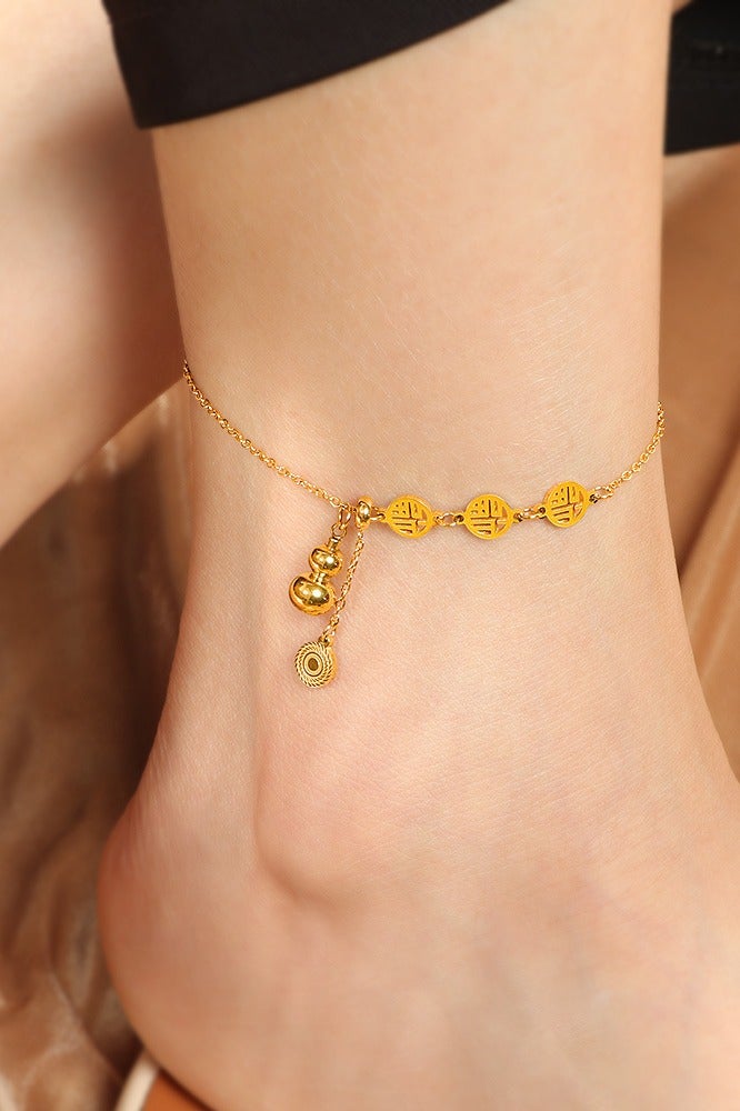 Showday Anklet for ladies in gold, waterproof anklet adjustable (22-27cm) stainless steel I women foot jewelry - Image 2