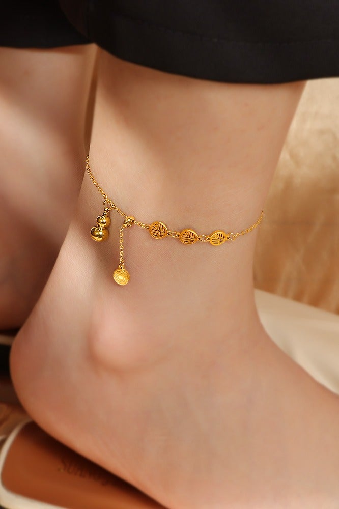 Showday Anklet for ladies in gold, waterproof anklet adjustable (22-27cm) stainless steel I women foot jewelry - Image 3