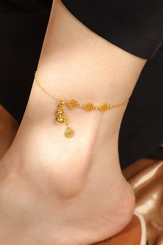 Showday Anklet for ladies in gold, waterproof anklet adjustable (22-27cm) stainless steel I women foot jewelry - Image 4