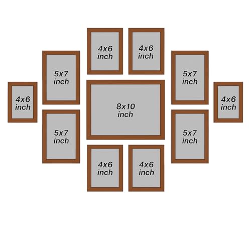 Stuthi Arts Photo Frame Set of 11 Picture Frames for Wall Hanging (8x10-1,5x7-4,4x6-6) | Photo Collage Wood Wall Mount Gift For Best Friend Boy & Girl | Customized Wall Hanging Photo Frame, | Picture Frame For Gift | (Brown) - Image 3