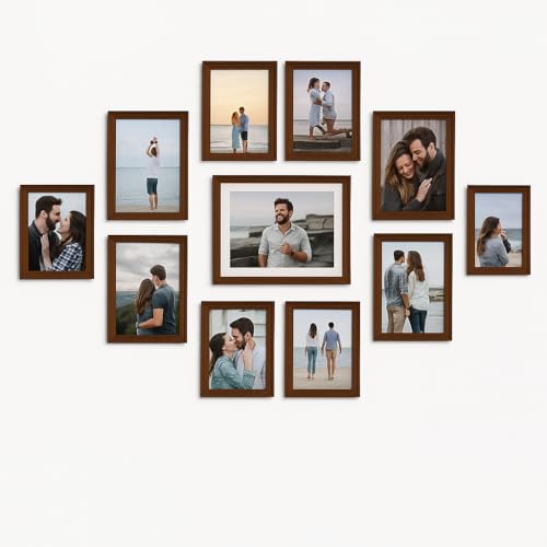 Stuthi Arts Photo Frame Set of 11 Picture Frames for Wall Hanging (8x10-1,5x7-4,4x6-6) | Photo Collage Wood Wall Mount Gift For Best Friend Boy & Girl | Customized Wall Hanging Photo Frame, | Picture Frame For Gift | (Brown) - Image 2