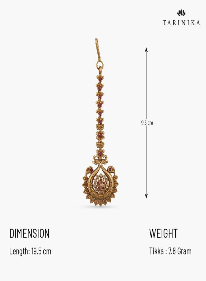 Tarinika Leafy Classic Antique Maang Tikka (Nethi chutti) - Indian Maang Tika for Women | Perfect for Ethnic occasions | Traditional Maang Tikka For Women | 1 Year Warranty* - Image 3