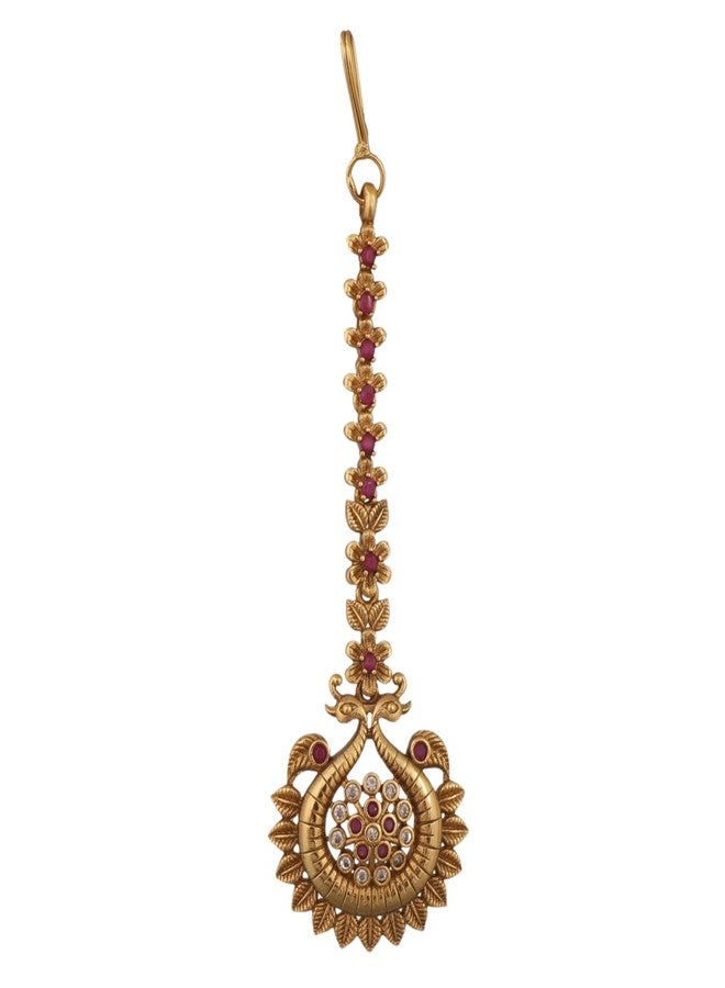 Tarinika Leafy Classic Antique Maang Tikka (Nethi chutti) - Indian Maang Tika for Women | Perfect for Ethnic occasions | Traditional Maang Tikka For Women | 1 Year Warranty* - Image 1
