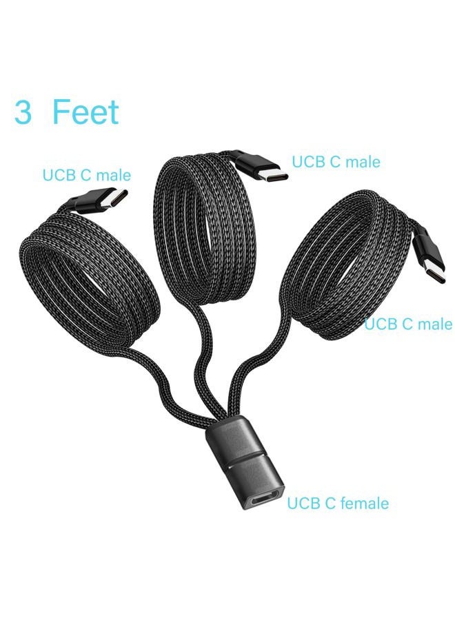 Orisell USB C Splitter Charging Cable, USB C 1 Female to 2/3 Male Y Splitter Extension Charging Cable,Compatible with Phones Cameras Lights Ipads AirPods and More (3 Feet-3 Male Port) - Image 2