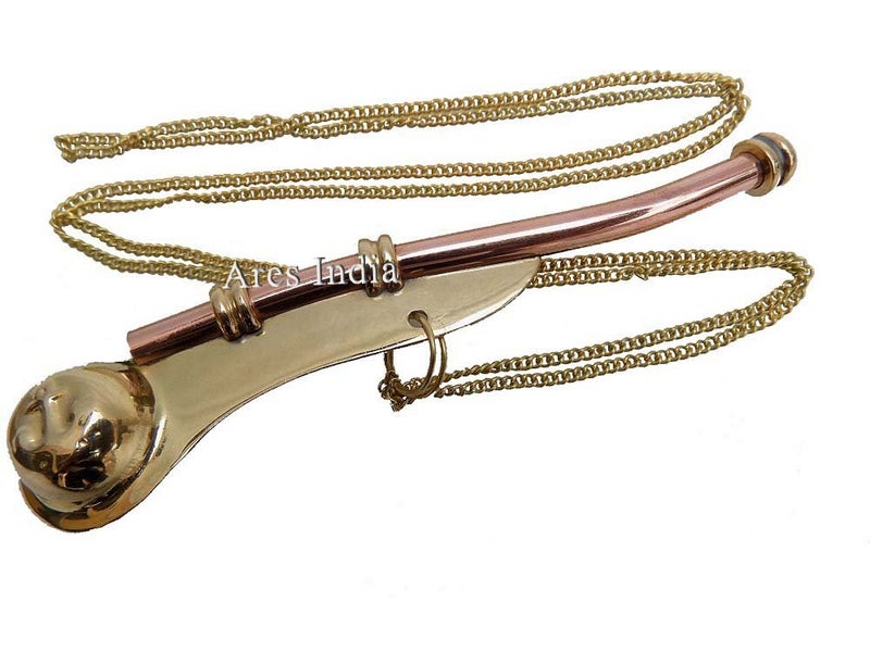 Hampton Nautical Solid Brass/Copper Boatswain (Bosun) Whistle with Rosewood Box, 5", Brass - Image 2