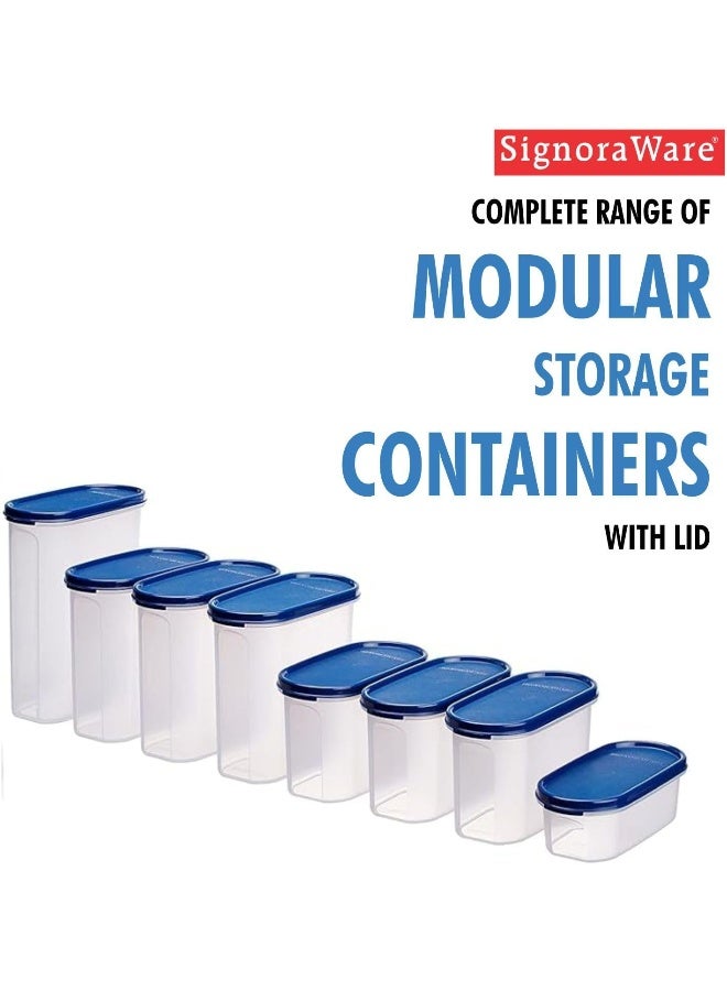 Signoraware Modular Oval set of 3 Food Storage Container 500ml each with Tight secure lids BPA Free | Microwave safe | Dishwasher safe , Blue - Image 5