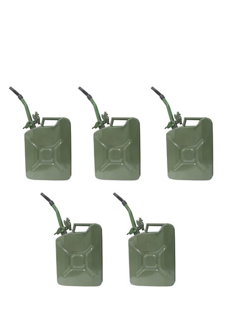 RACO Fuel Can and Spout System Emergency Backup Tank with Flexible Spout Metal Steel for Cars Pack of 5 METAL 10 L