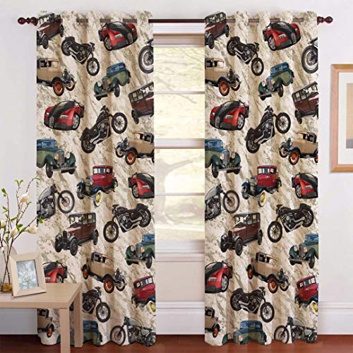 SpangleHomes Polyester 3D Digital Printed Beautiful Kids Cartoon Room Curtains (Design- Car&Bike, 4x5 Ft-Window-1 Piece) - Image 1