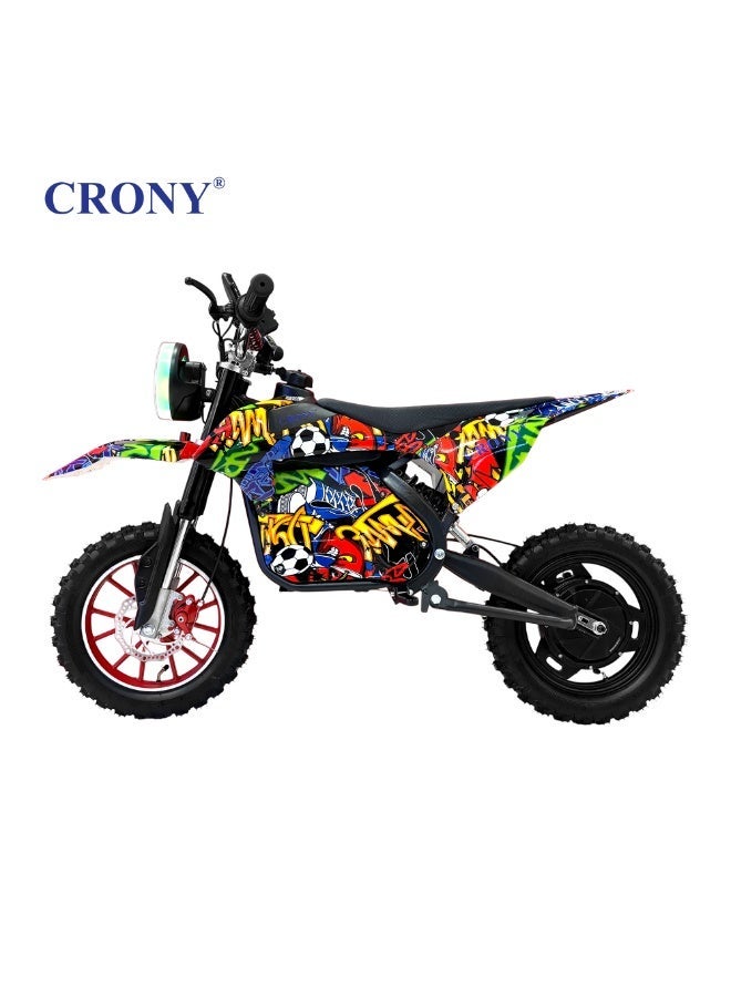 CRONY‑09 Kids Off‑Road Electric Dirt Bike｜500W Motor, 28KM/H Top Speed, 30‑40KM Range, Lightweight Aluminum Frame, Dual Disc Brakes, LED Headlight, Bluetooth Speaker, LED Display for Outdoor Off‑Road Play 14 Inch Off‑Road E‑Motorcycle Football & Street Dance pattern - Image 4